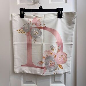 Floral Monogram 'D' Pillow Cover